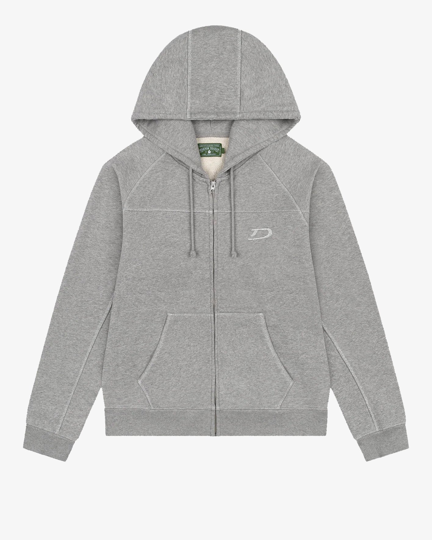DENIM TEARSCourt Lines Zip Hoodie GreyGrey