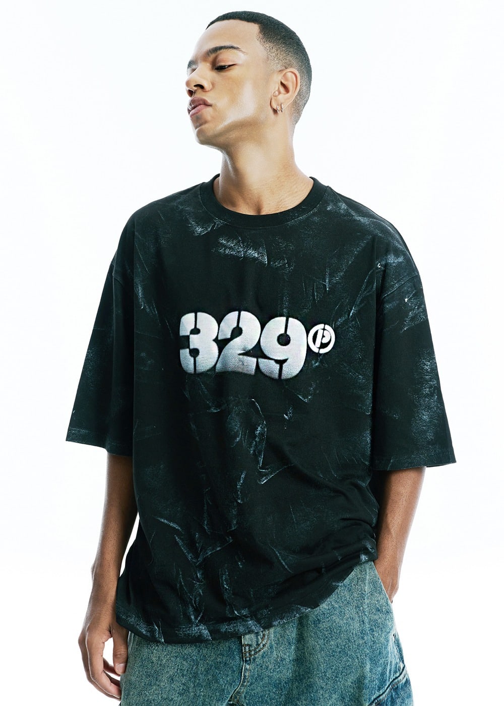 Oversized Fit 329 Brushstroke SHORT sleeve t-shirt_BLACK 오버사이즈 핏 329 브러시스트로크 반팔 티셔츠_블랙